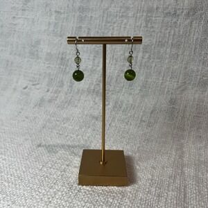 Green Crystal Beaded Drop Dangle Earrings Retro Preppy Y2K‎ Streetwear